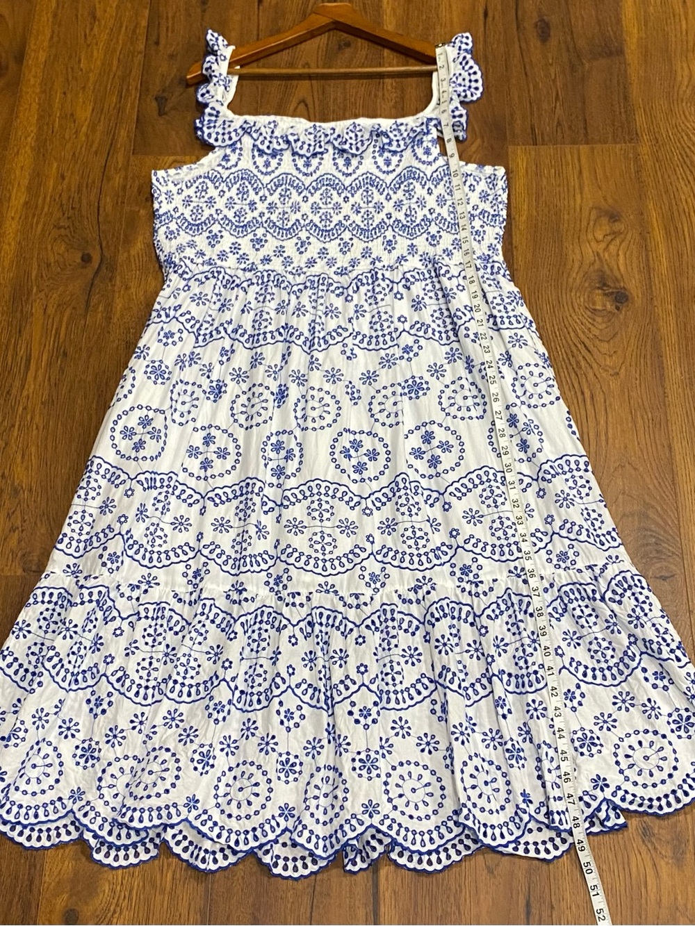 Crown & Ivy Women’s Blue and White Eyelet Ruffles Smocked Sun Dress Size 3X - Picture 10 of 14